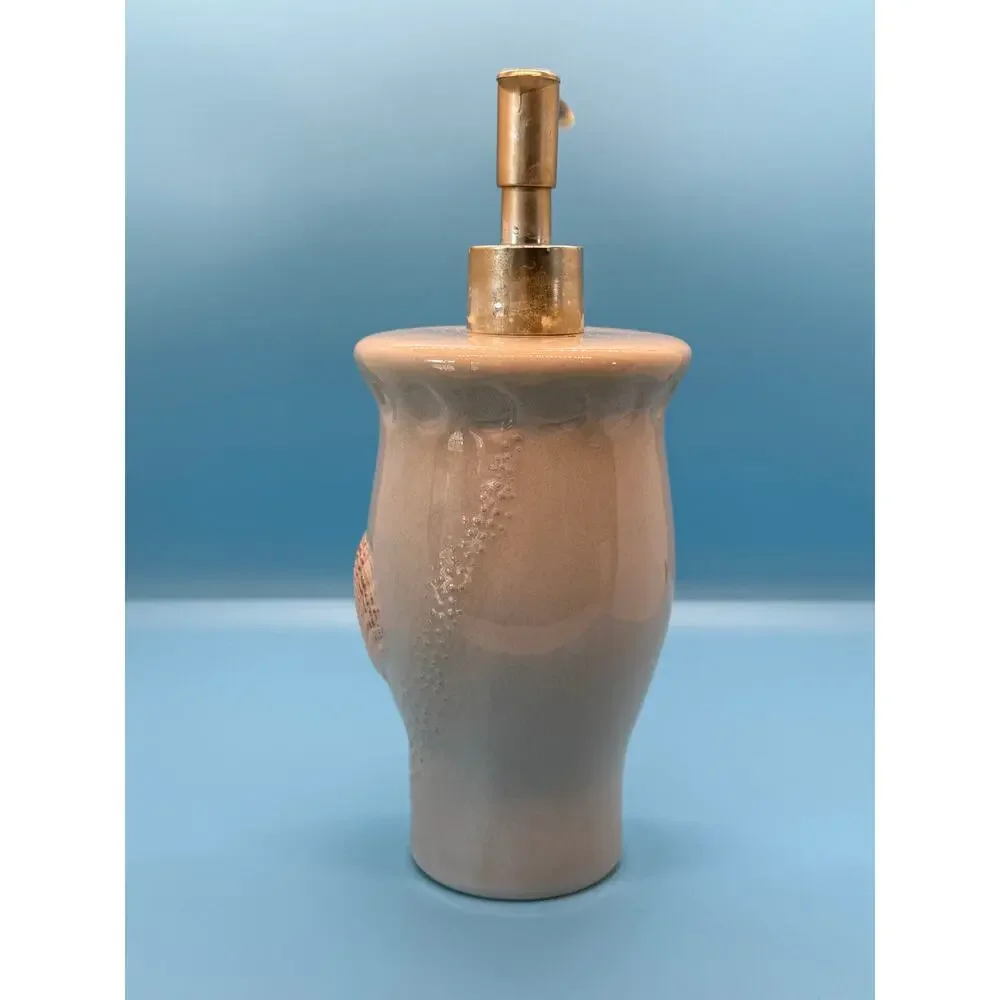 VTG Coastal Seashell‎ Ceramic Soap Dispenser & Toothbrush Holder Beach Bath Set